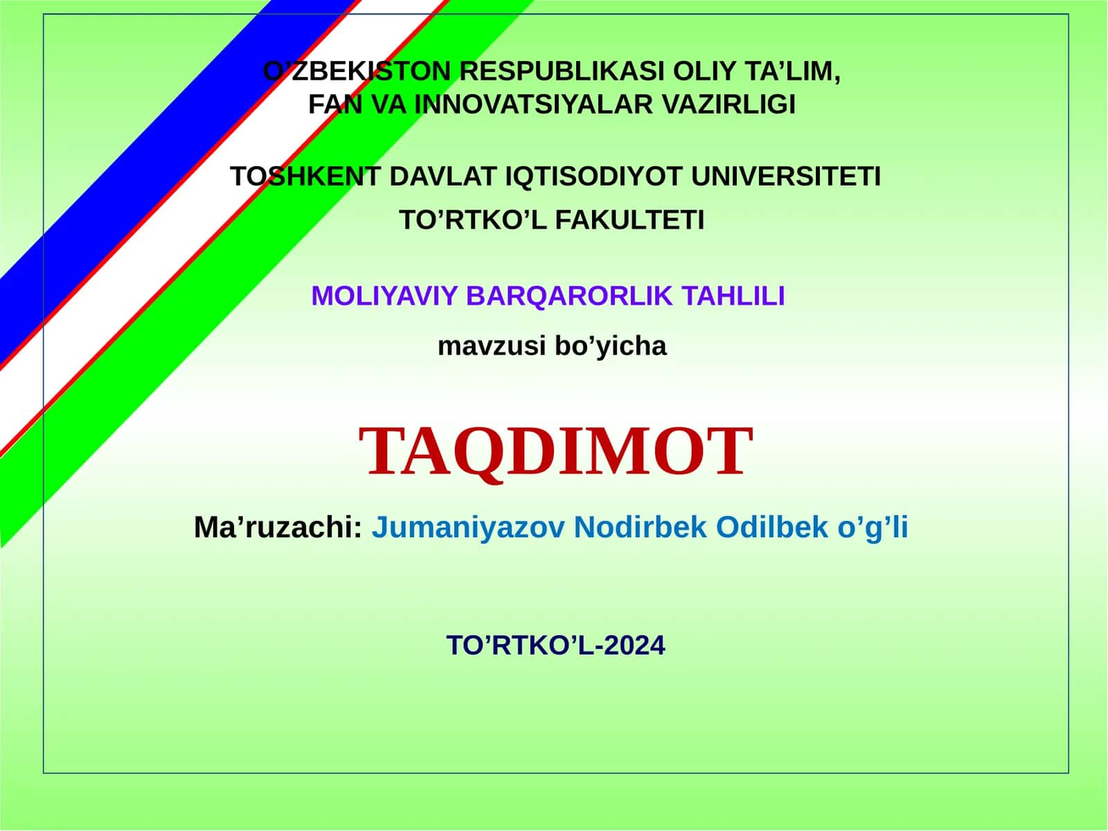 Moliyaviy barqarorlik tahlili 1