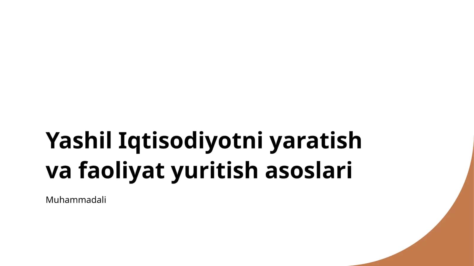 Yashil Iqtisodiyotni yaratish va faoliyat yuritish asoslari 1