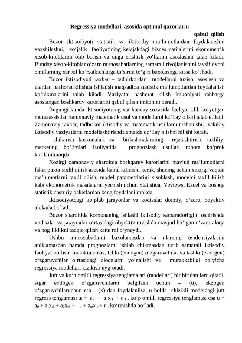Optimal qarorlarni qabul qilish 1