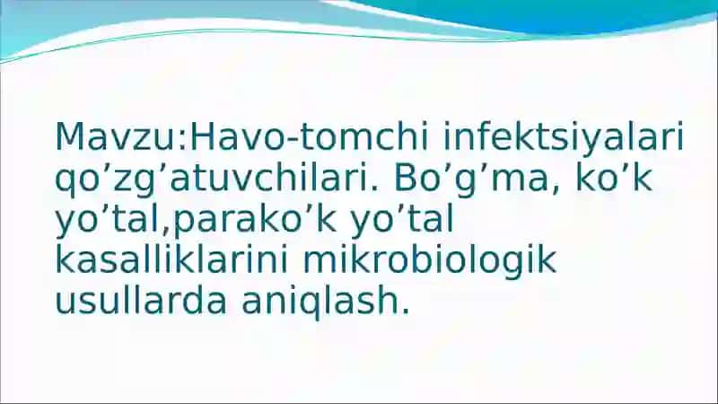 Havo-tomchi infektsiyalari qo’zg’atuvchilari