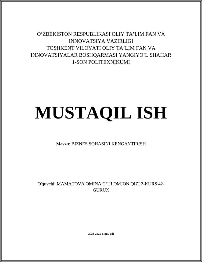 Yangi bozorlarga kirish strategiyalari 1
