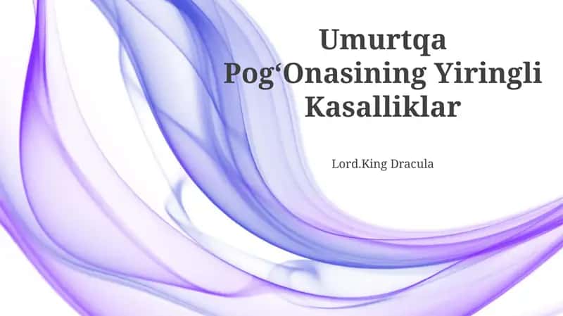 Umurtqa Pog‘Onasining Yiringli Kasalliklar 1