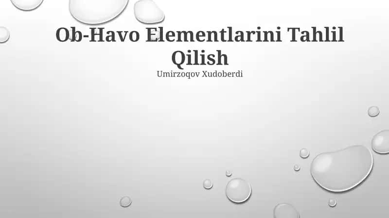 Ob-Havo Elementlarini Tahlil Qilish 1
