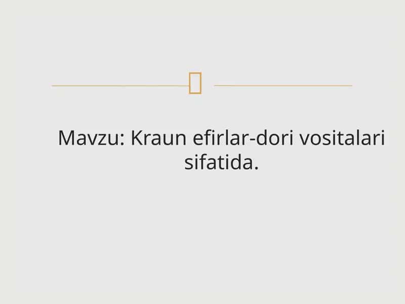 Kraun efirlar-dori vositalari sifatida. 1