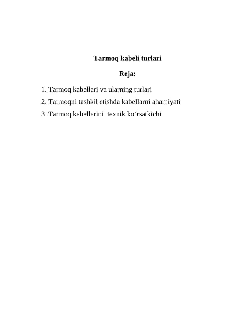 Tarmoq kabeli turlari 1