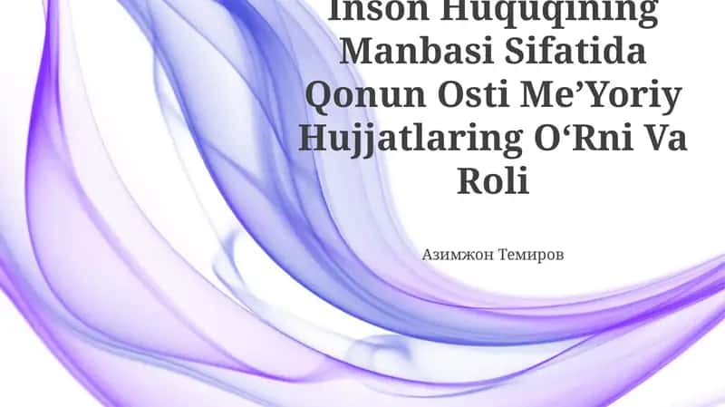 Inson Huquqining Manbasi Sifatida Qonun Osti MeʼYoriy Hujjatlaring OʻRni Va Roli 1