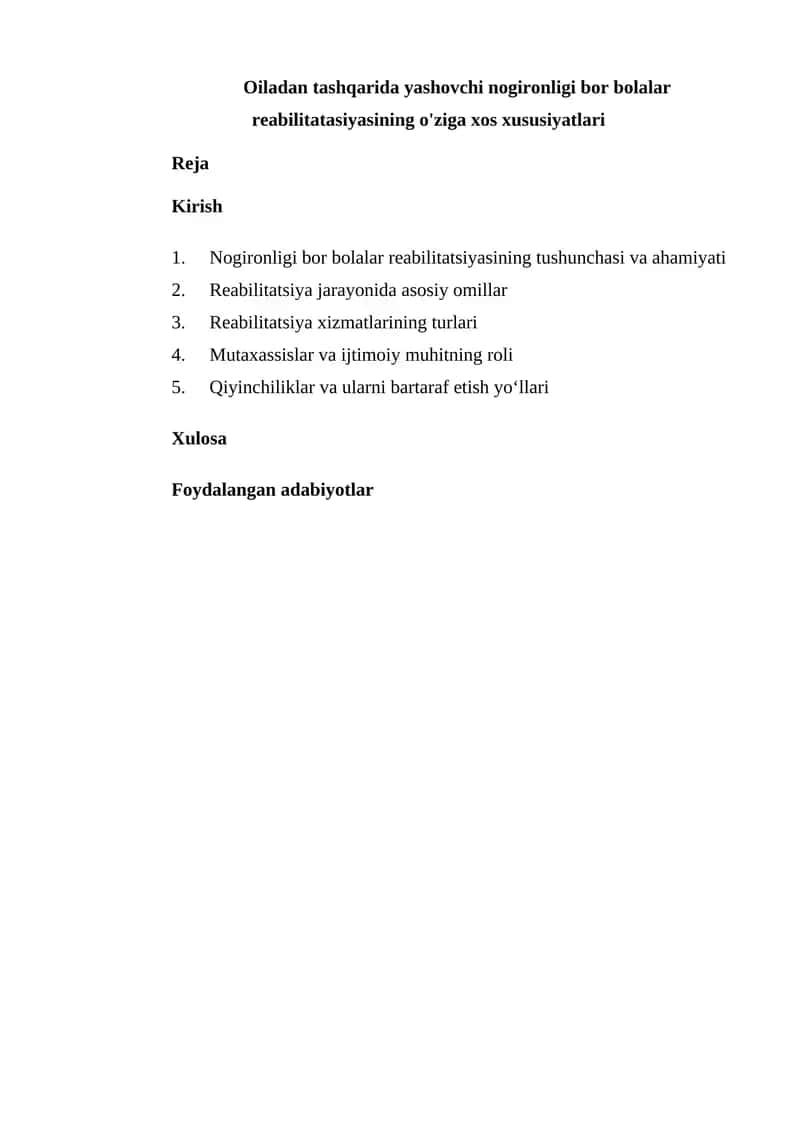 Nogironligi bor bolalar reabilitatsiyasi 1