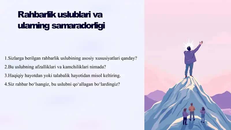 Rahbarlik uslublari va ularning samaradorligi 1
