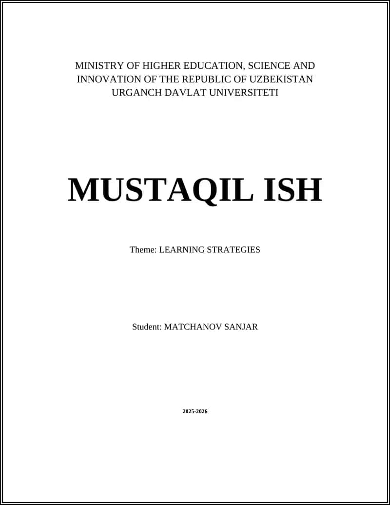 MUSTAQIL ISH Learning Strategies 2025-2026 1