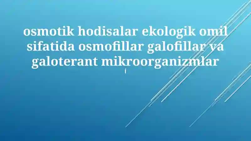Halofillar, osmofilalar va galoterant mikroorganizmlar