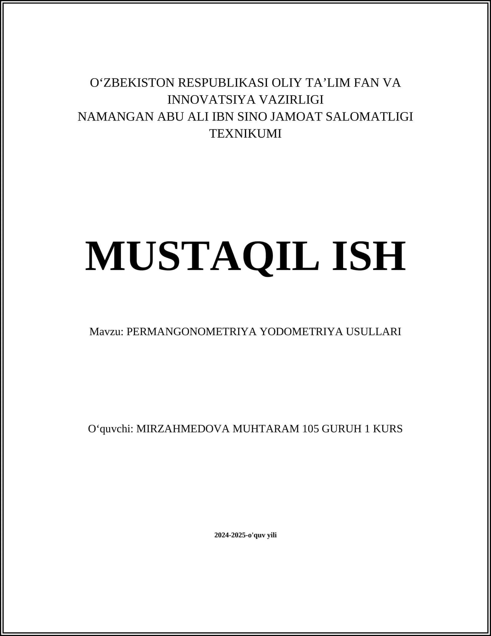 PERMANGONOMETRIYA YODOMETRIYA USULLARI 1