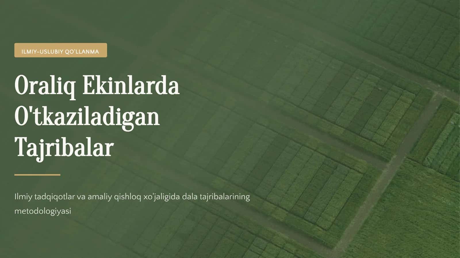 Qishloq xojaligida dala tajribalari metodlar 1