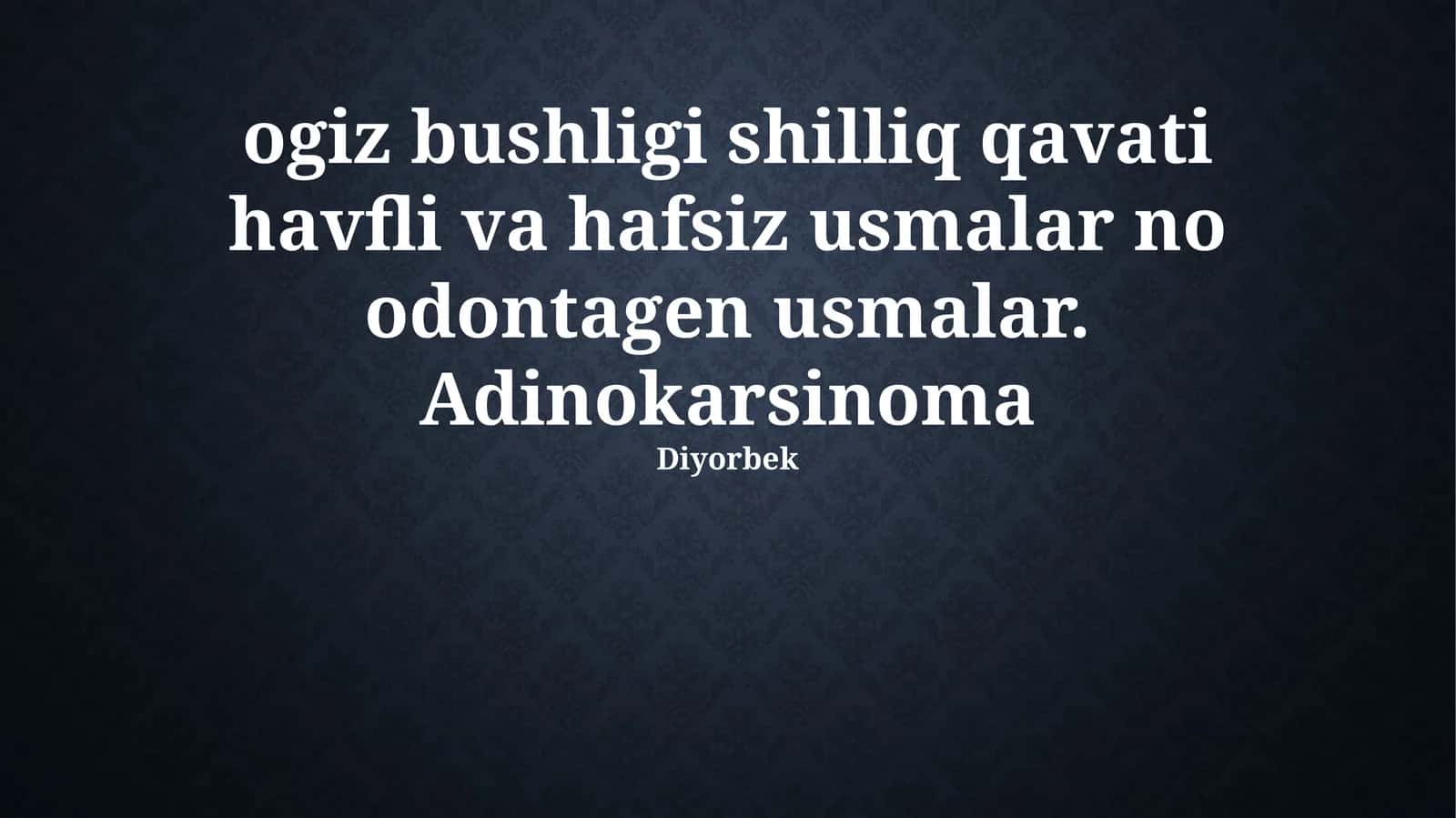 O't qizilo'ngach shilliq qavatining o'smalari 1