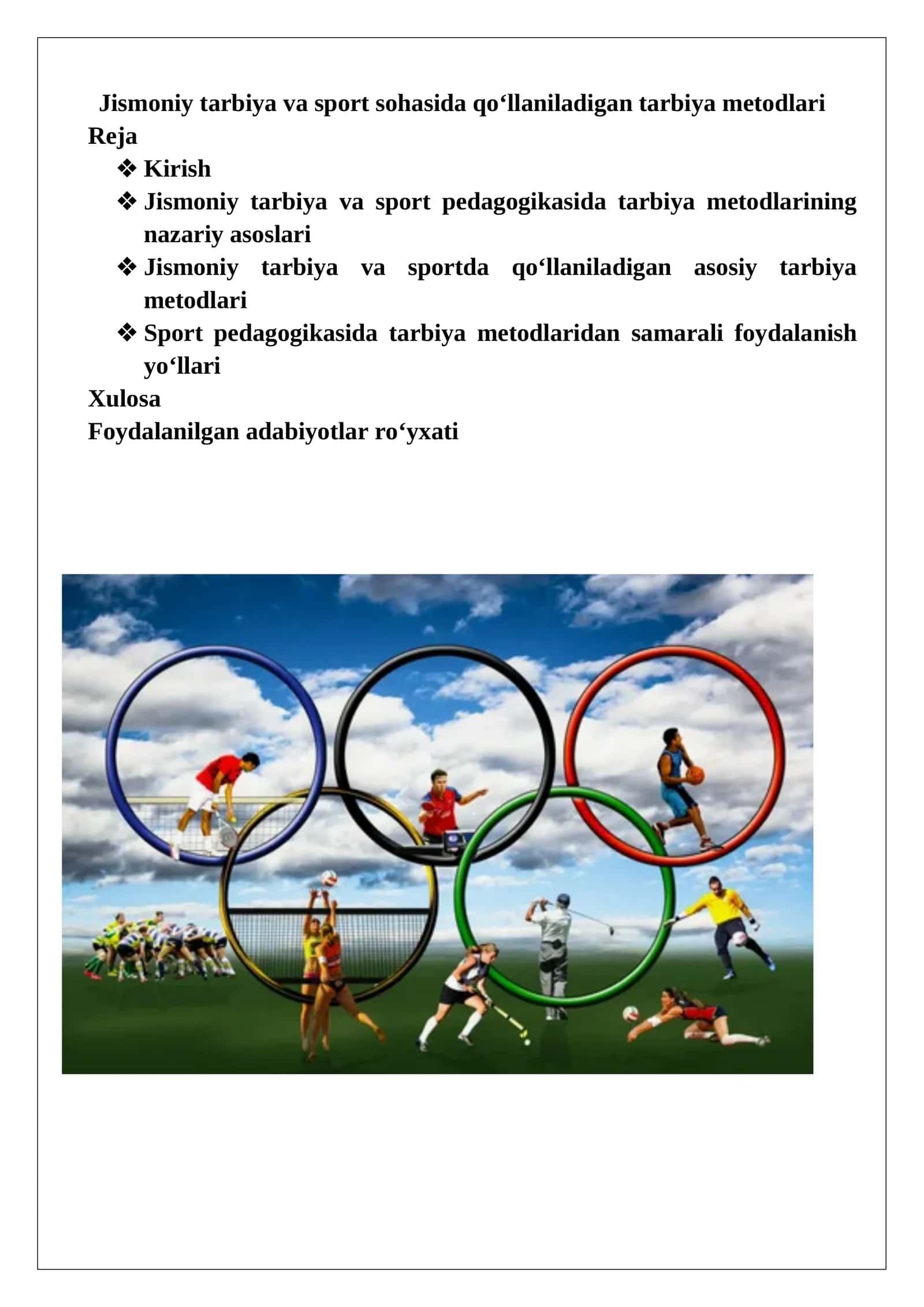 Jismoniy tarbiya va sport sohasida qo‘llaniladigan tarbiya metodlari 1