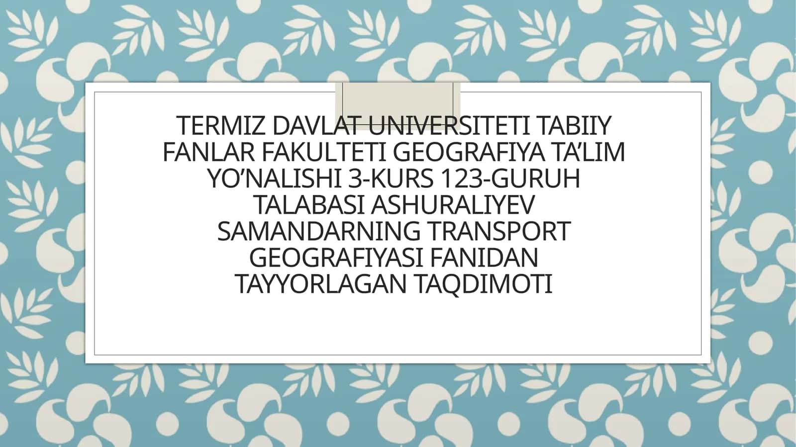 Quruqlik transporting asosiy turlari 1