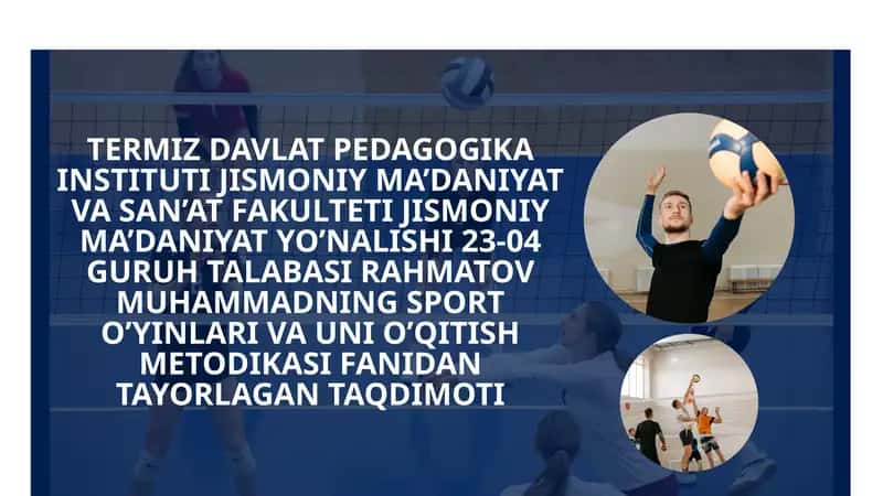 VOLEYBOL O'YINIDA MASHG'ULOTLARINI BOSQICHMA-BOSQICH TASHKIL ETISH 1