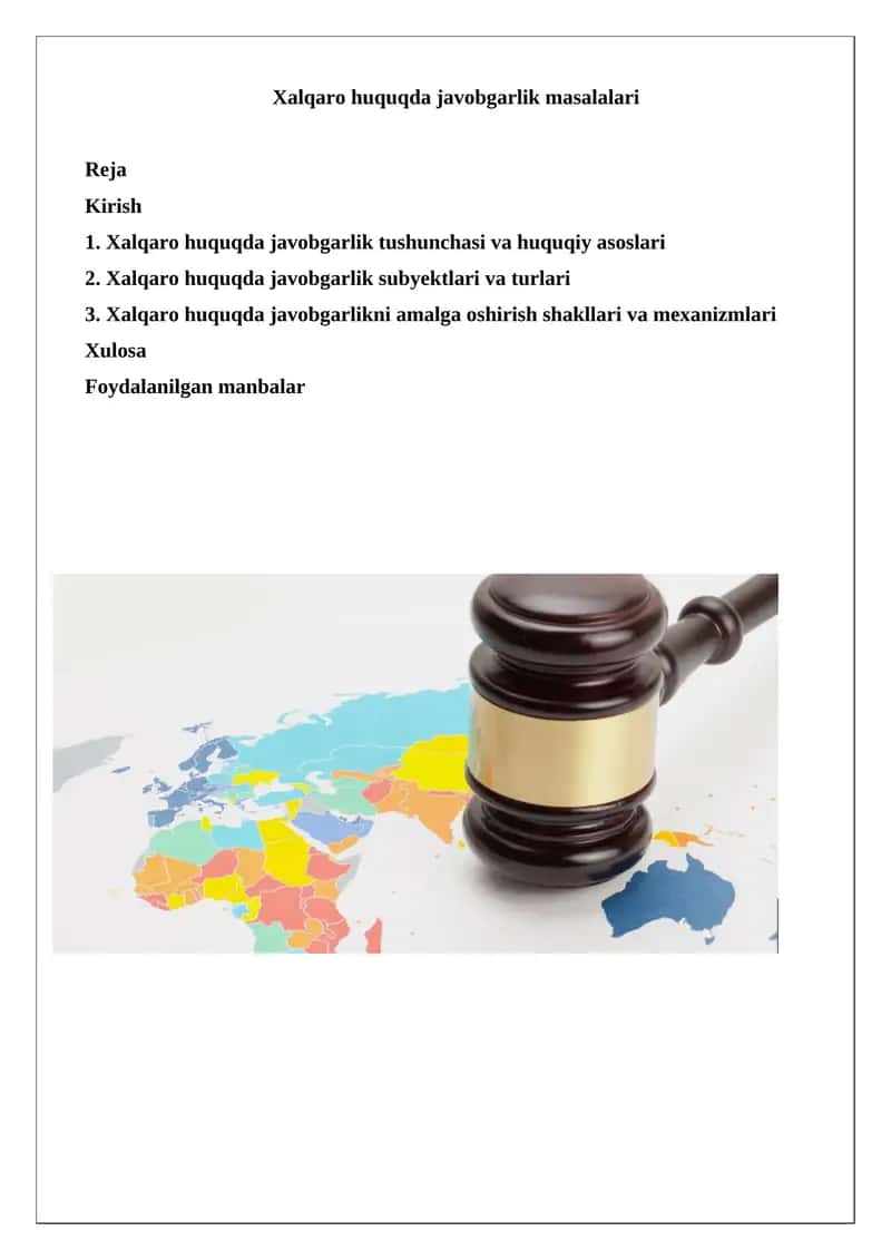Xalqaro huquqda javobgarlik masalalari 1