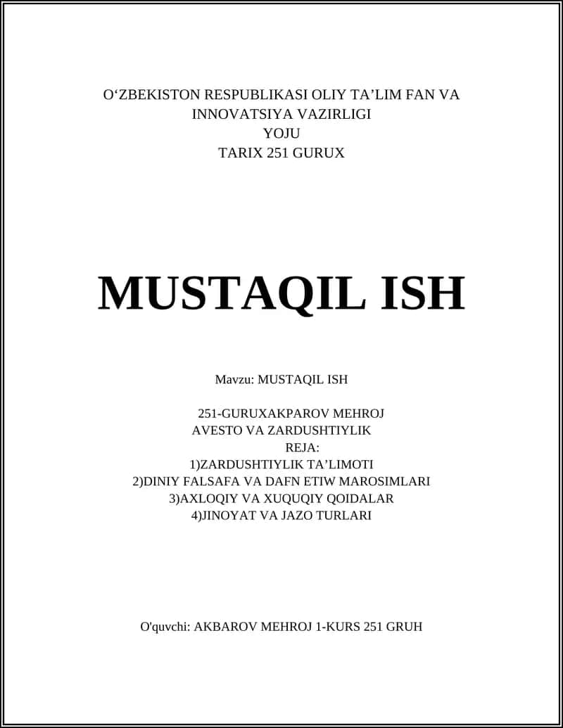 Zardushtiylik Ta'limoti 1