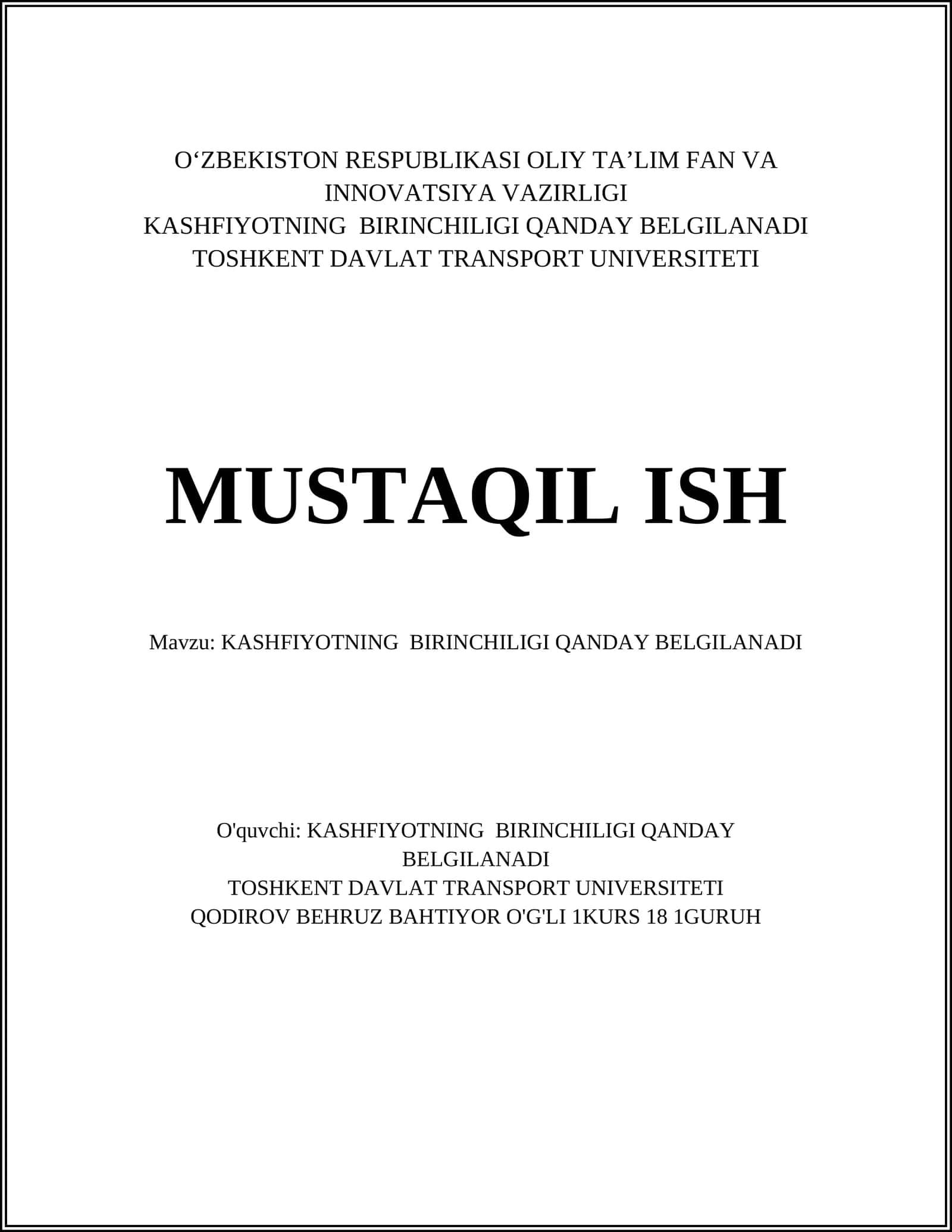 KASHFIYOTNING BIRINCHILIGI QANDAY BELGILANADI 1