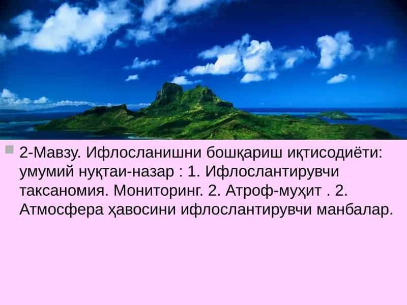 Ифлосланишни бошқариш иқтисодиёти 1