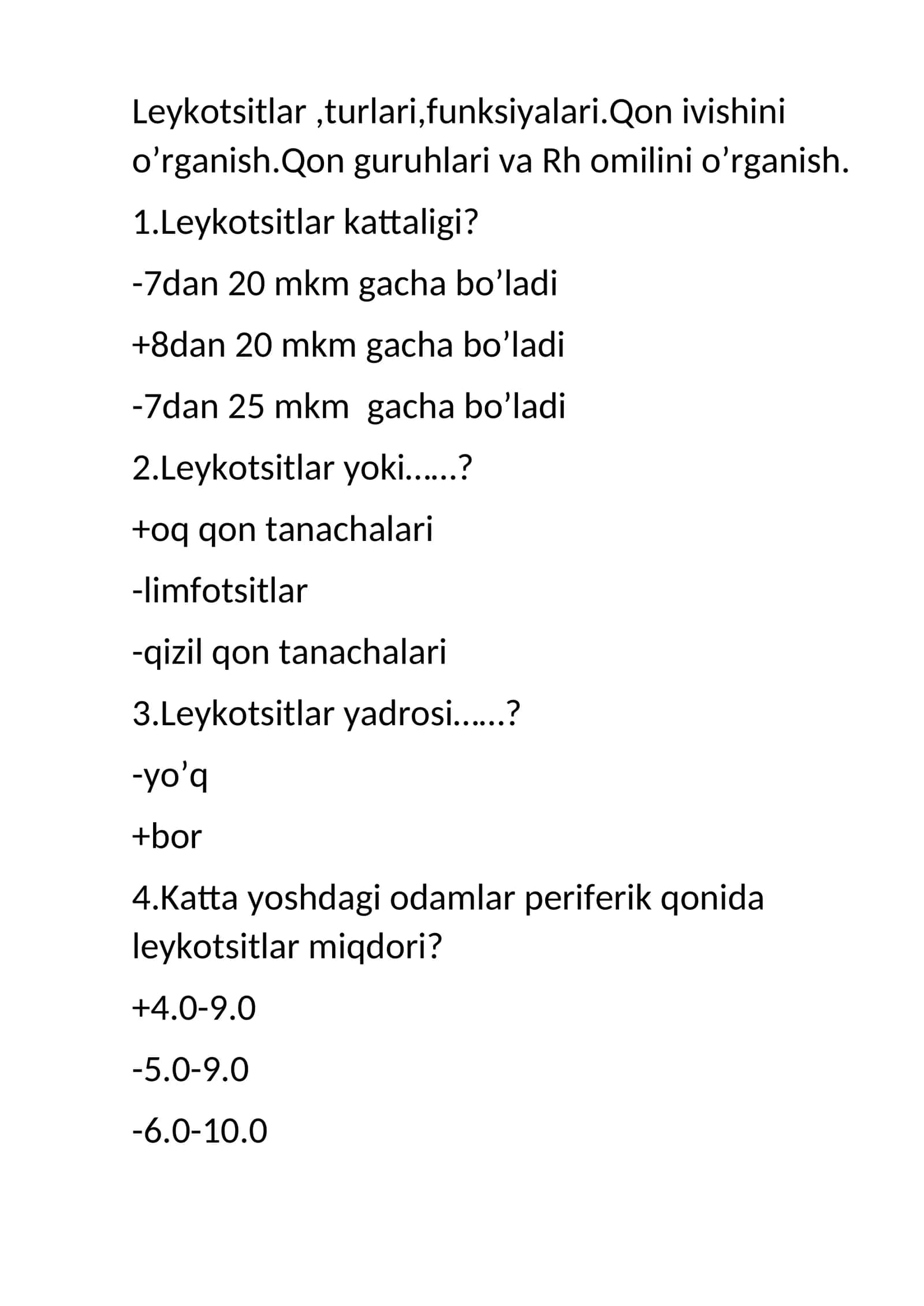 Leykotsitlar, turlari, funksiyalari 1