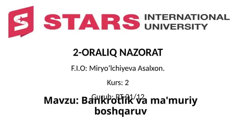 Bankrotlik va ma'muriy boshqaruv 1