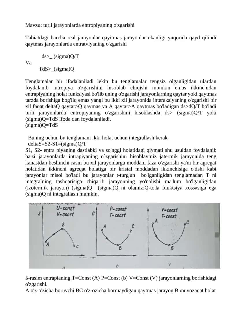 Entropiyaning o'zgarishi 1