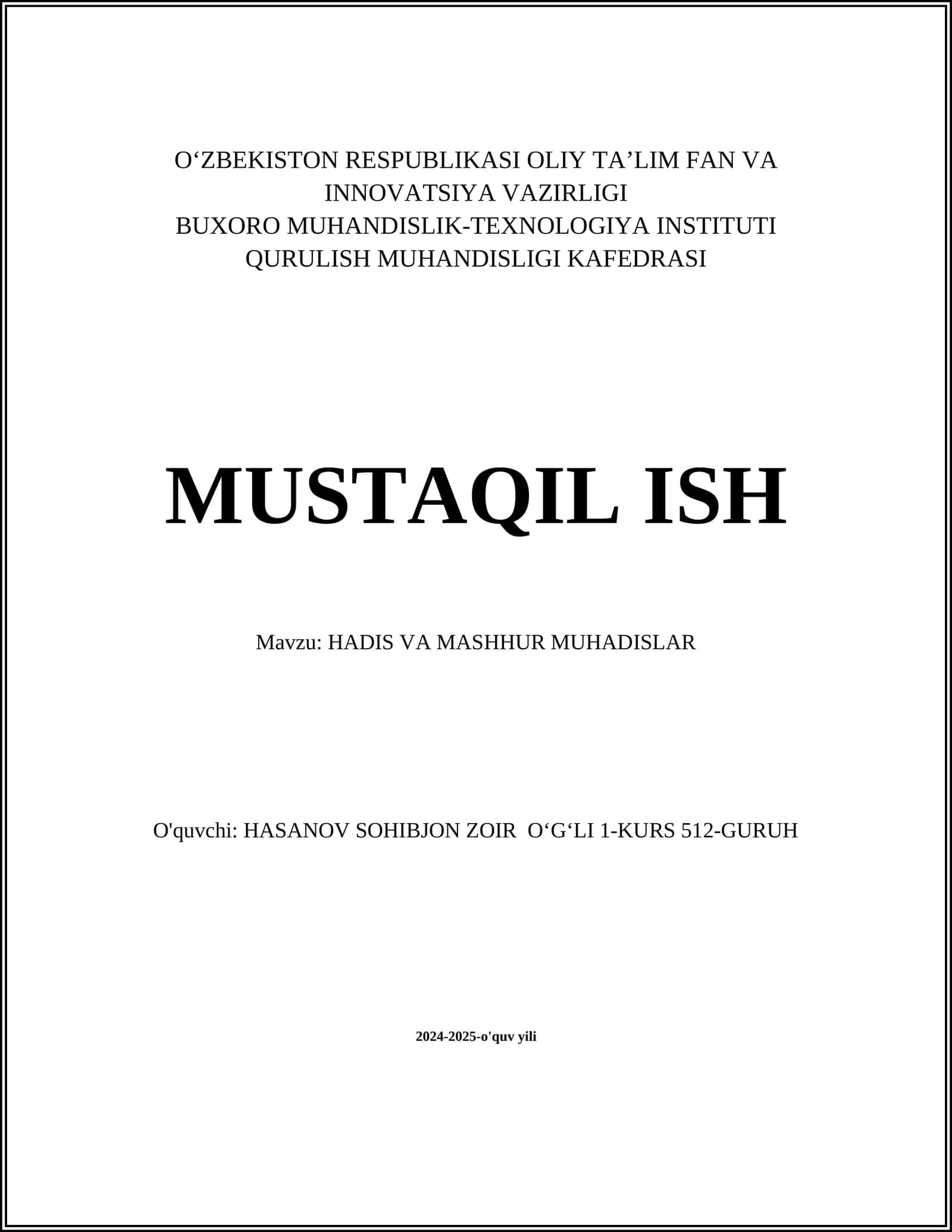 HADIS VA MASHHUR MUHADISLAR 1