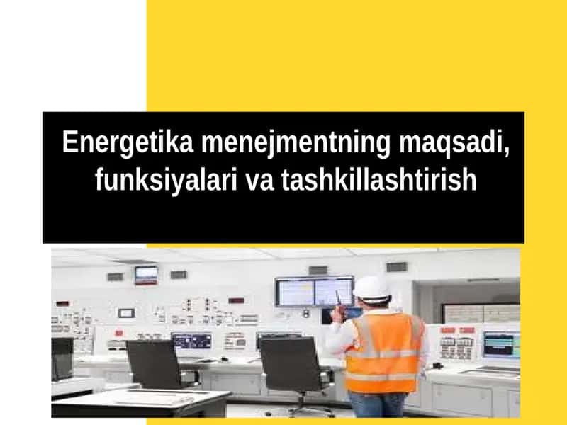 Energetika menejmentning maqsadi, funksiyalari va tashkillashtirish 1