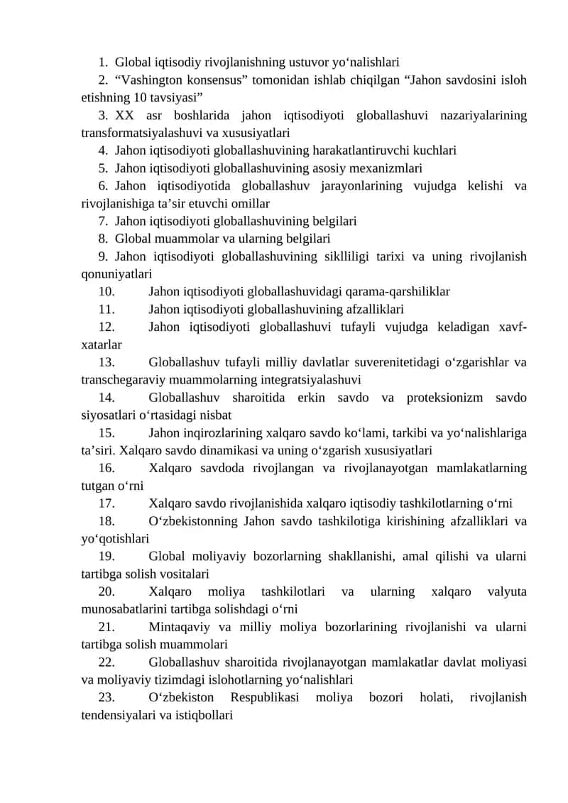 Global iqtisodiy rivojlanishning ustuvor yo‘nalishlari 1