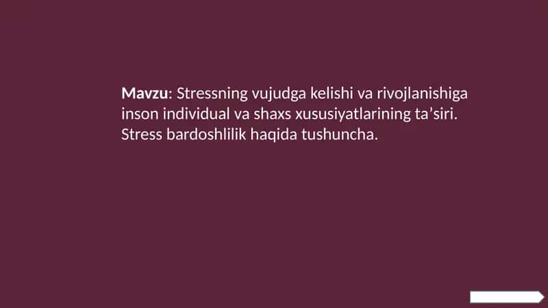 Stressning Vujudga Kelishi va Rivojlanishiga Inson Individual va Shaxs Xususiyatlarining Ta’siri 1