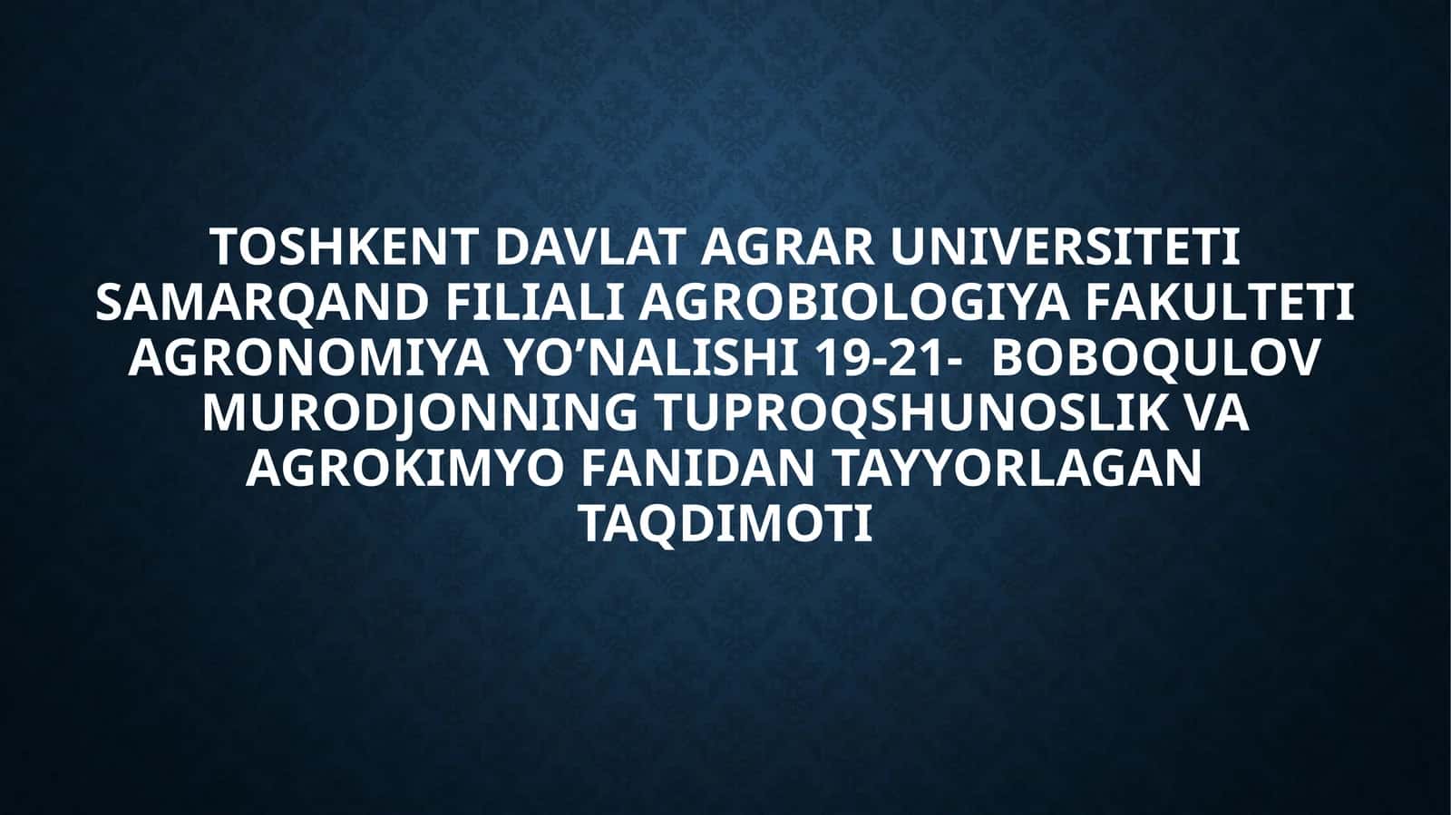 O`SIMLIKLAR MINЕRAL OZIQLANISH FIZIOLOGIYASI 1