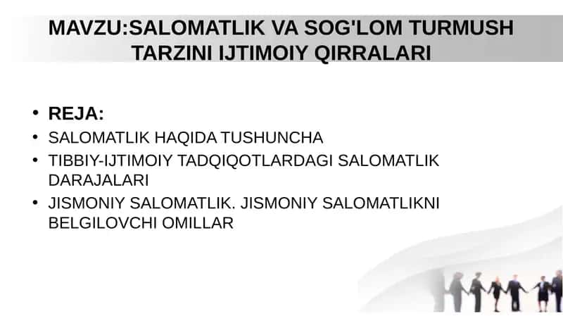 Salomatlik va Sog'lik Turmush Tarzini Ijtimoiy Qirollari 1