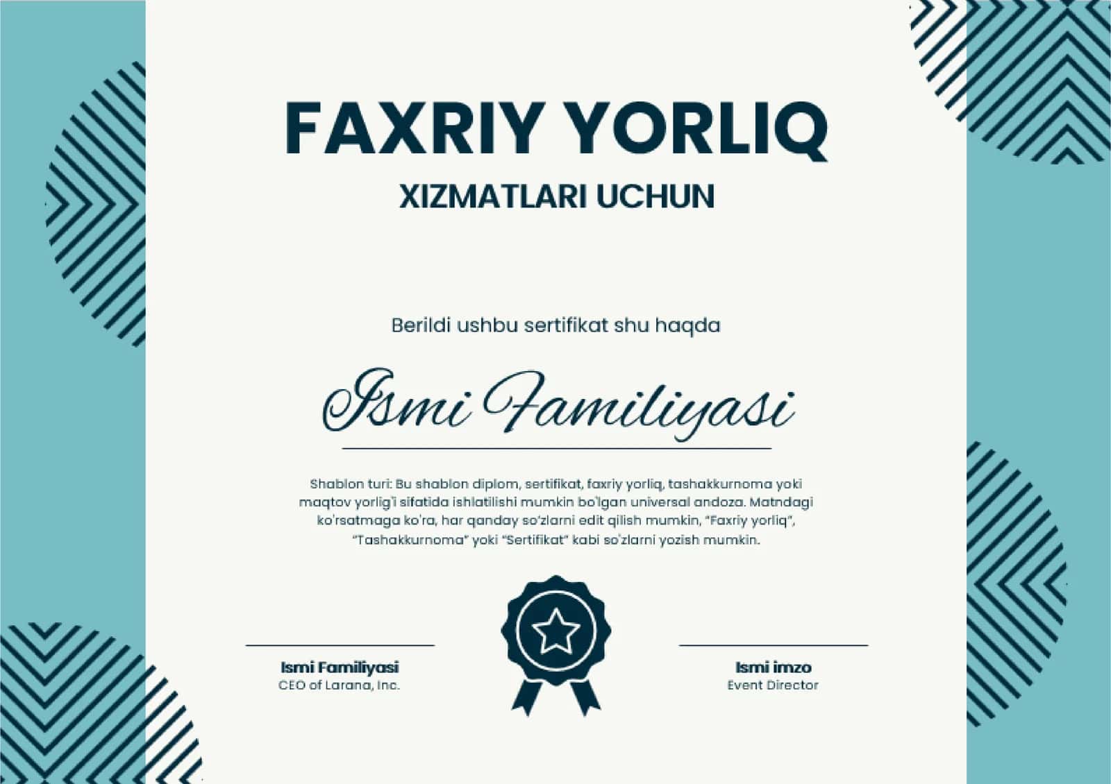 Faxriy yorliq shabloni 1