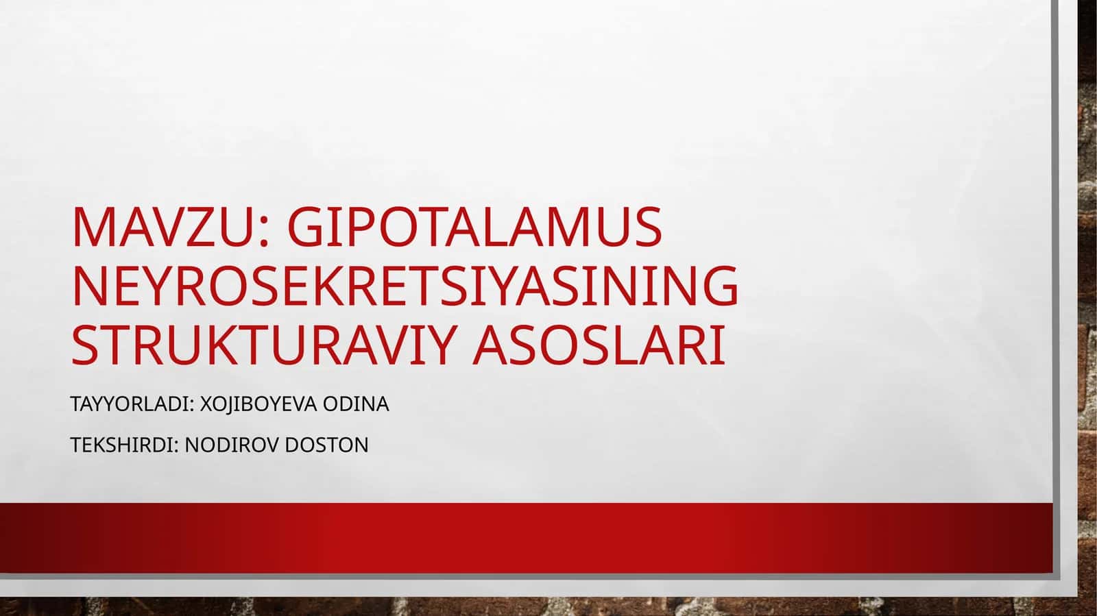 Gipotalamus neyrosekretsiyasining strukturaviy asoslari 1