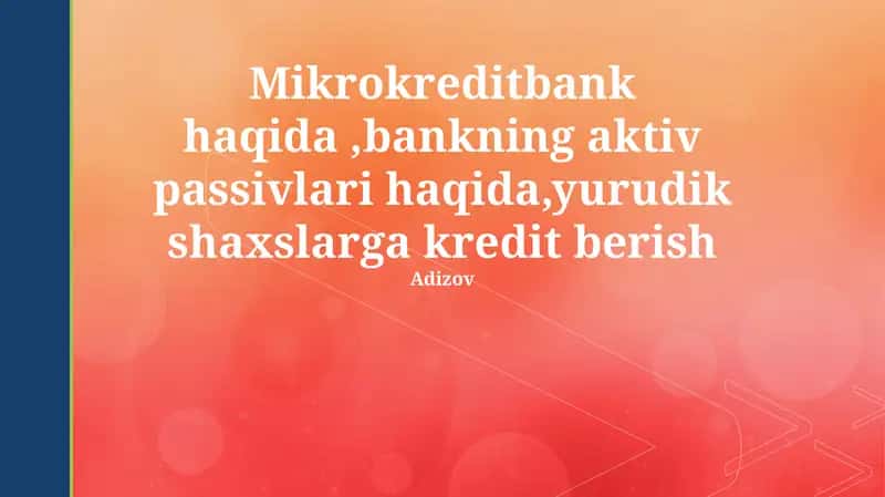 Mikrokreditbank haqida umumiy ma'lumot 1