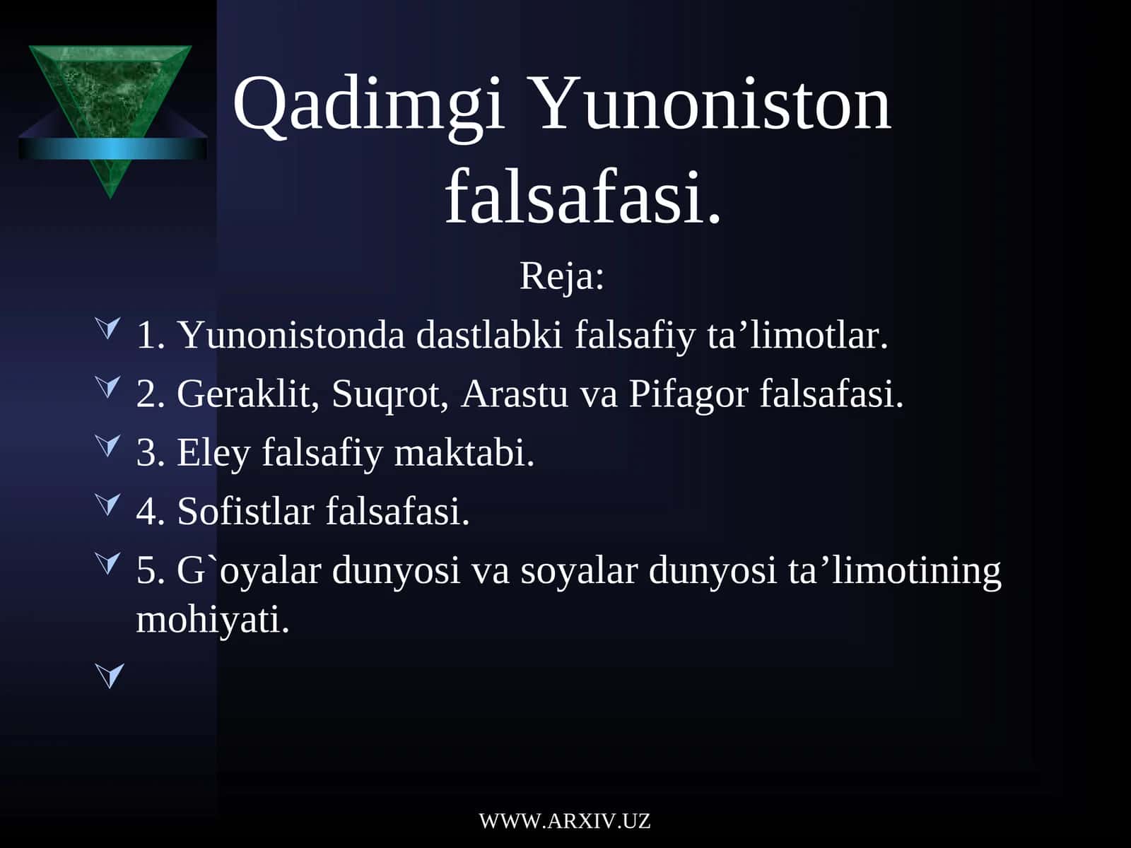 Qadimgi Yunoniston falsafasi 1
