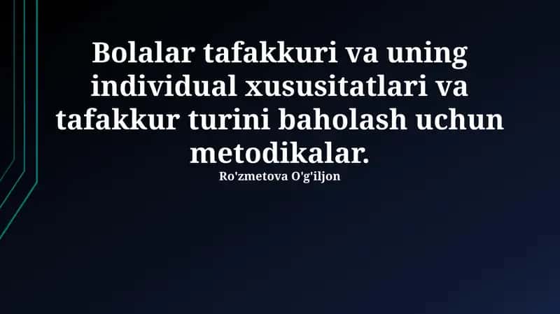Fikrlashni baholash metodologiyalari: Umumiy nuqtai nazar 1