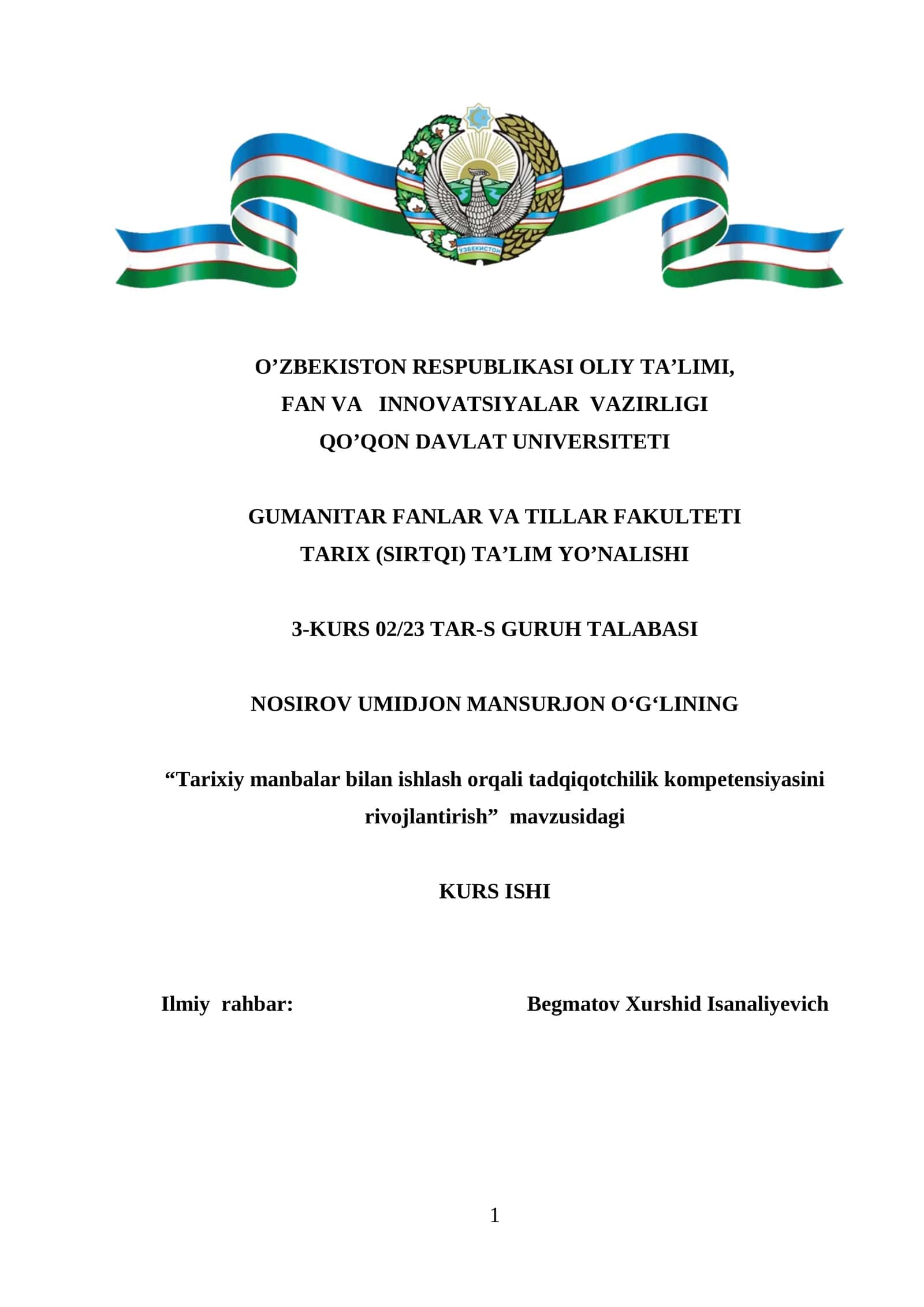 Tarixiy manbalar bilan ishlash orqali tadqiqotchilik kompetensiyasini rivojlantirish 1