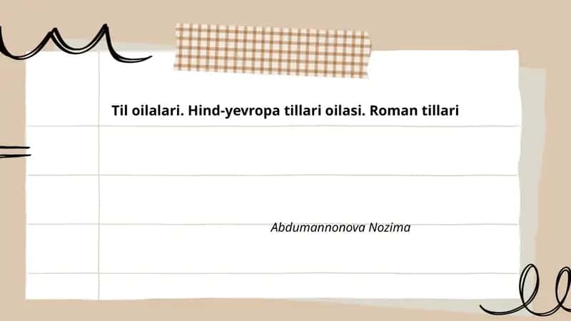Til oilalari. Hind-yevropa tillari oilasi. Roman tillari 1