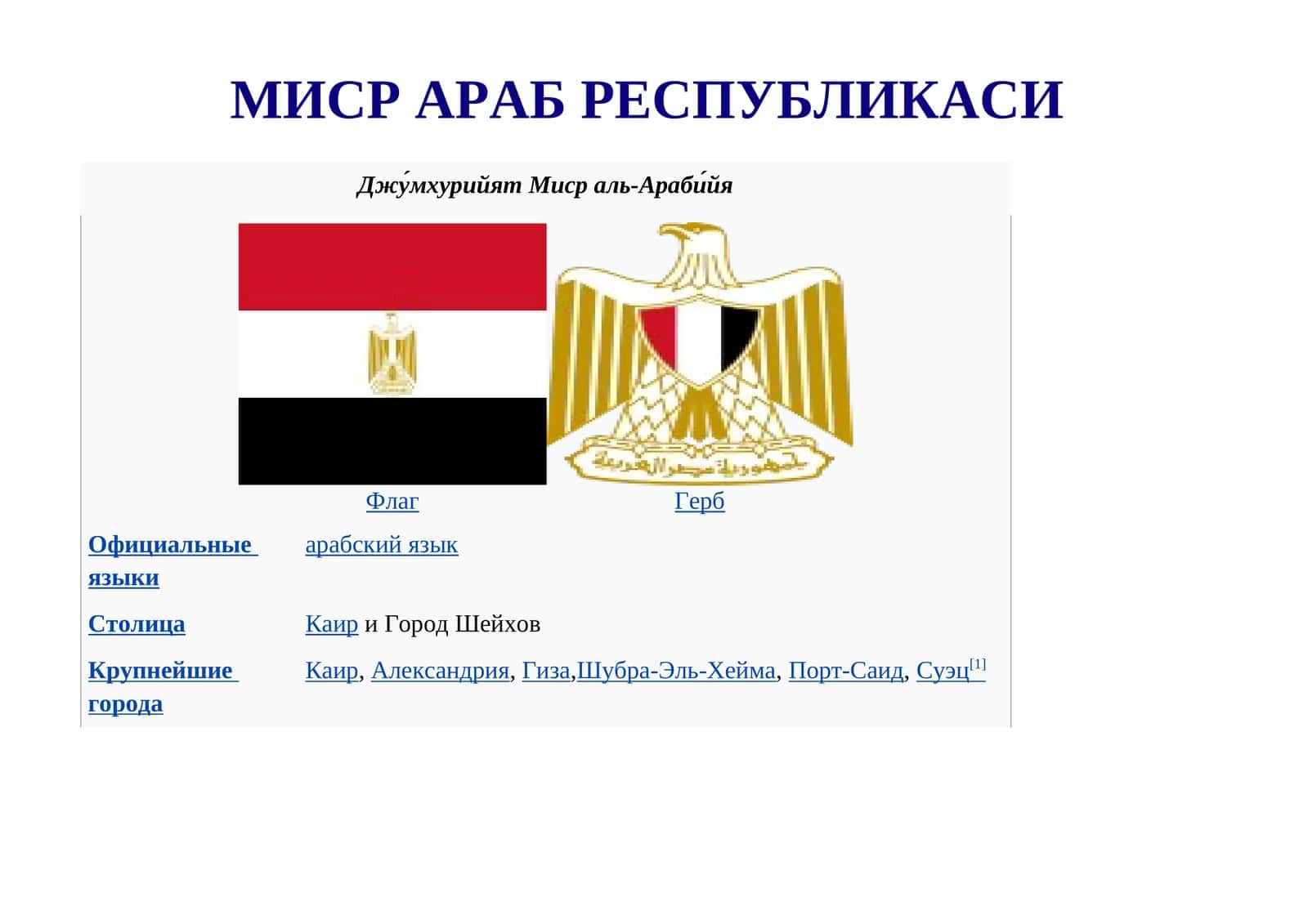 Джумхурийят Миср аль-Арабия 1