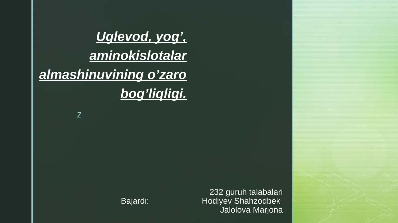 Aminokislotalarning almashinuvi 1