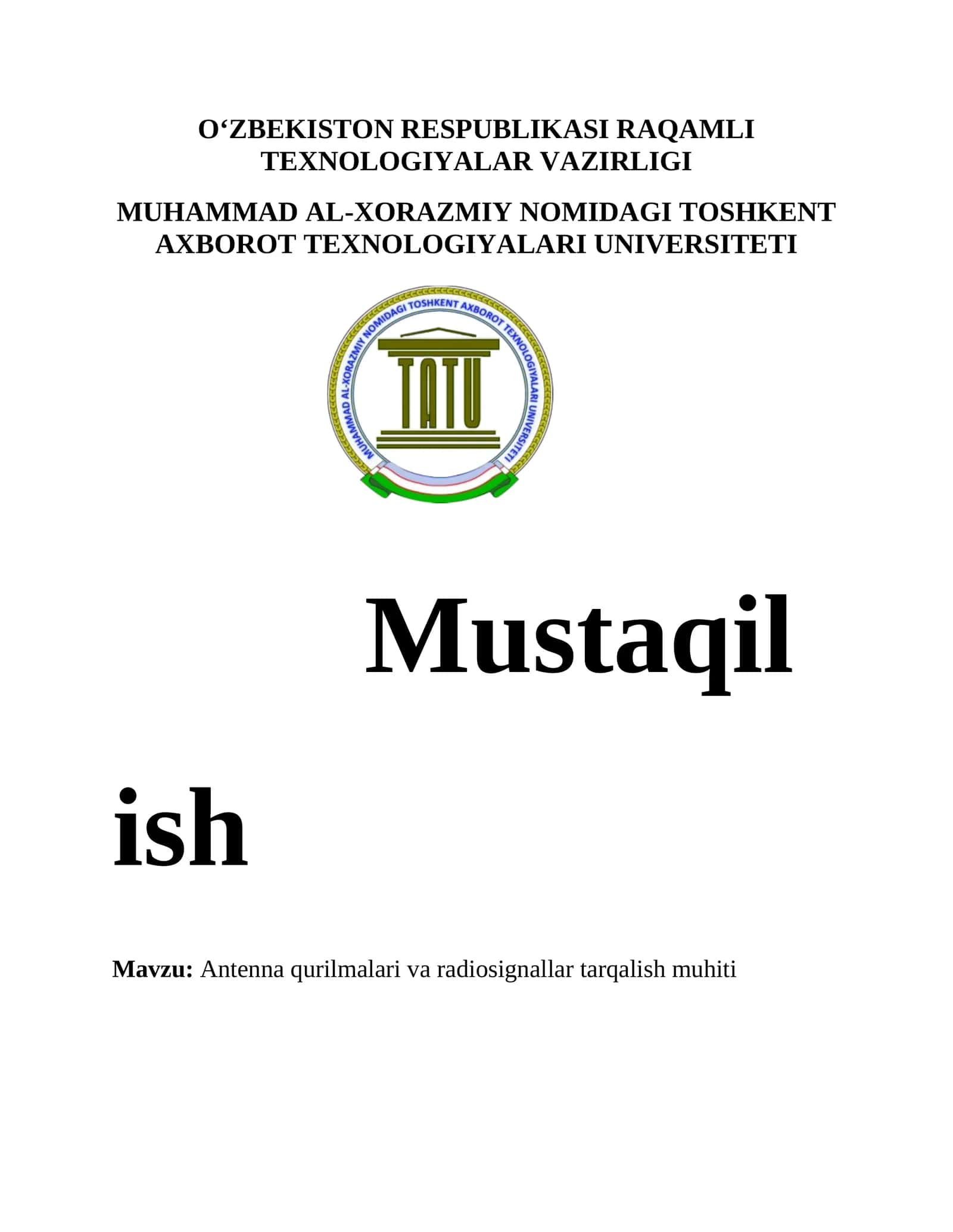 Antenna qurilmalari va radiosignallar tarqalish muhiti 1