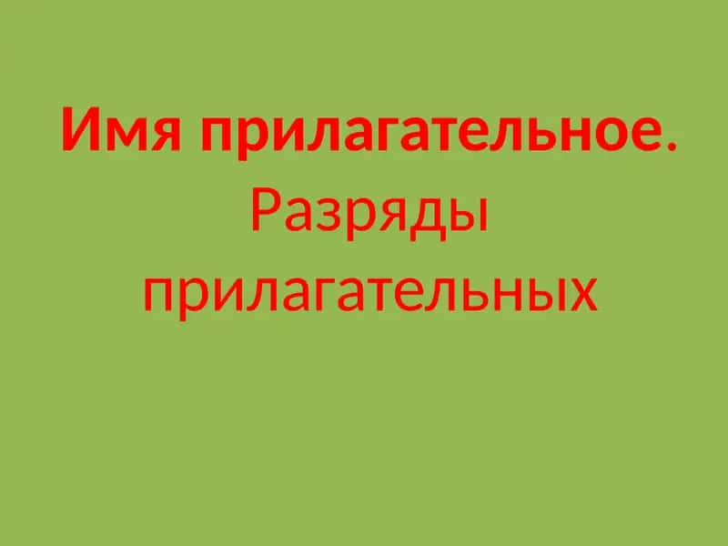 Имя прилагательное. Разряды прилагательных 1
