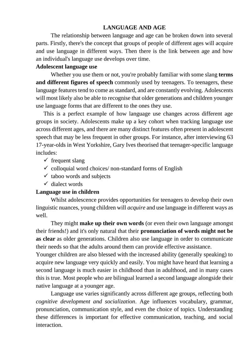 Language and Age 1