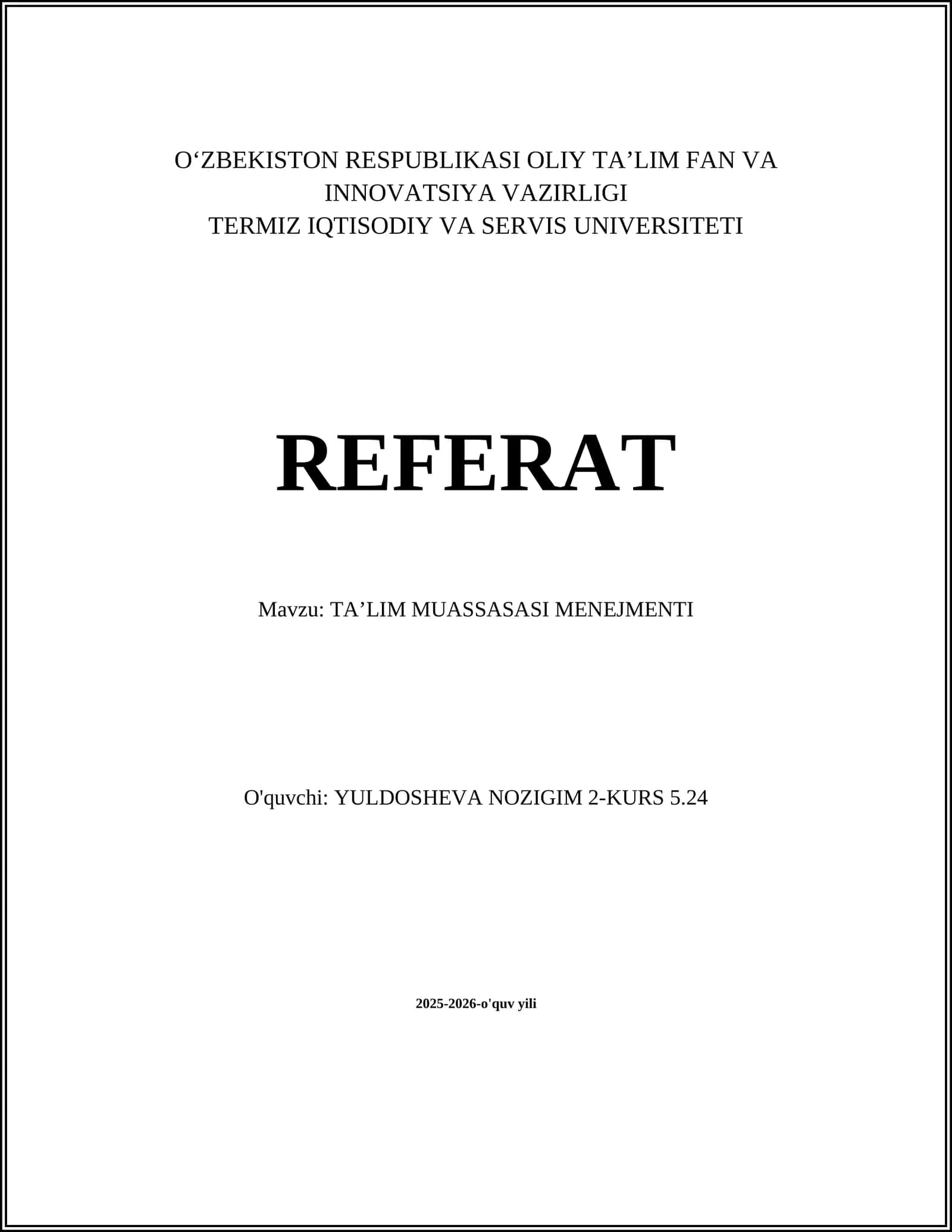TAʼLIM MUASSASASI MENEJMENTI 1