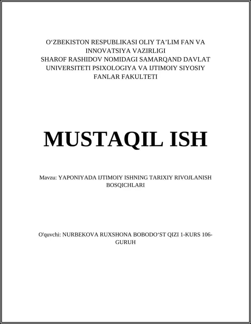 YAPONIYADA IJTIMOIY ISHNING TARIXIY RIVOJLANISH BOSQICHLARI 1