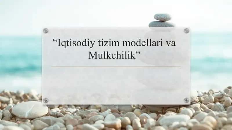 Iqtisodiy tizim modellari va Mulkchilik 1