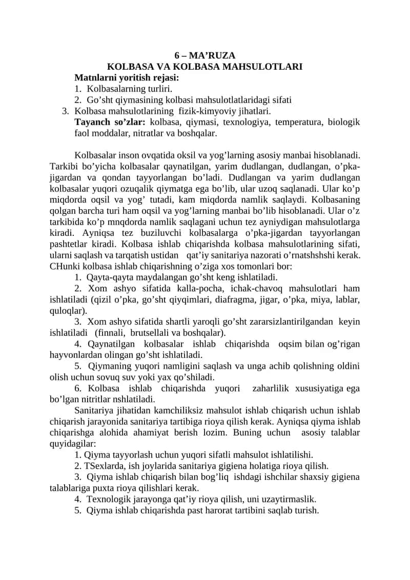KОLBАSА VА KОLBАSА MАHSULОTLАRI 1