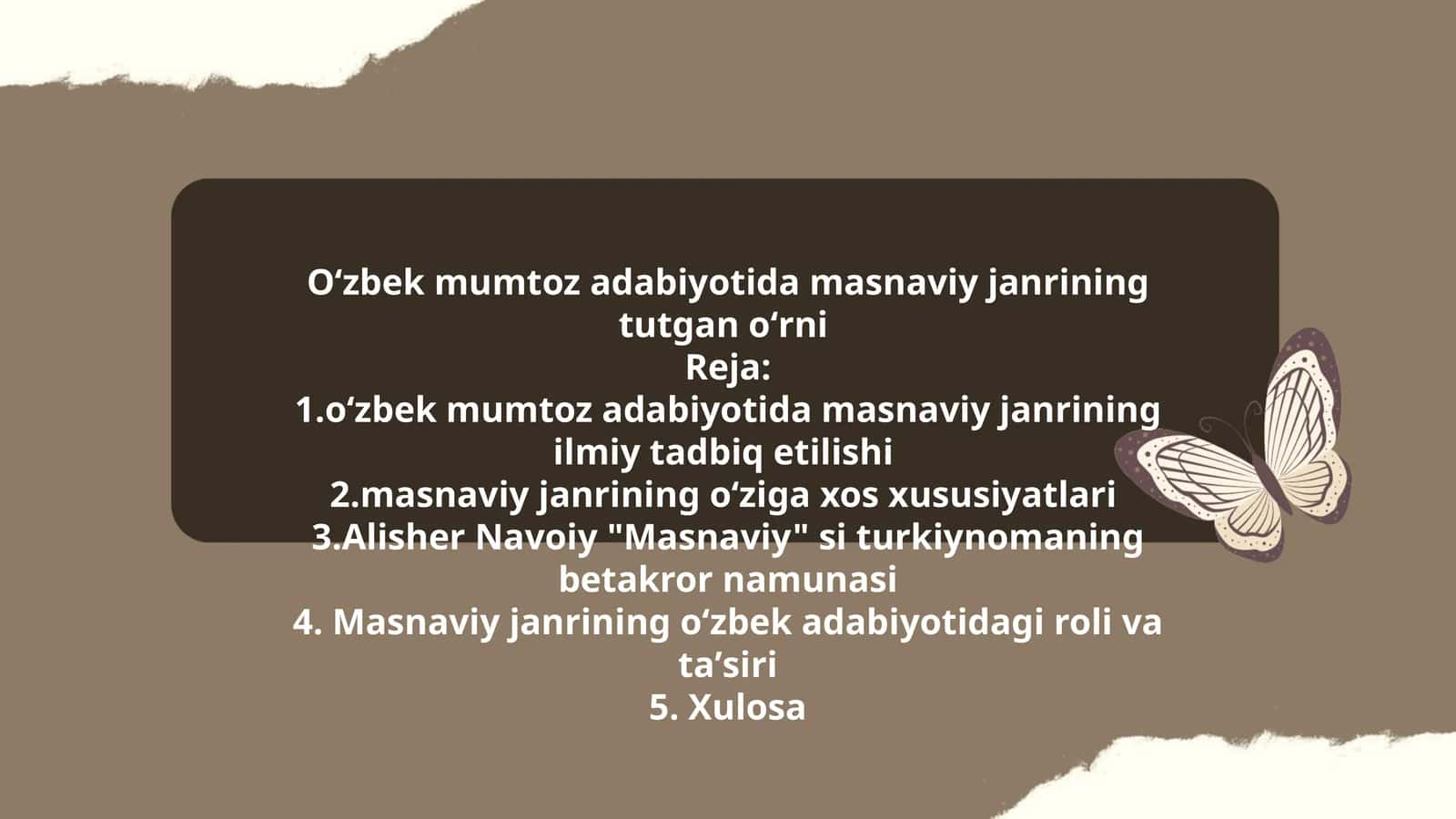 Oʻzbek mumtoz adabiyotida masnaviy janrining tutgan oʻrni 1